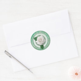 Sage Green with White Rose Inspirational Quote Runder Aufkleber