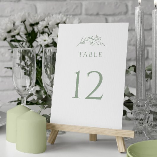 Sage Green Wldflower Wedding Tischnummer