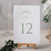 Sage Green Wldflower Wedding Tischnummer