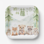 Sage Green Woodland Adventure Awaits Baby Shower Pappteller (Vorderseite)