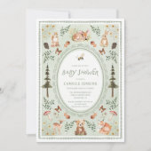 Sage Green Woodland Baby Shower Invitation Einladung (Vorderseite)