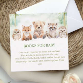 Sage Green Woodland Books for Baby Shower Card Begleitkarte