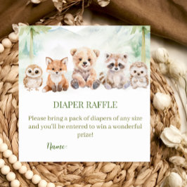 Sage Green Woodland Diaper Raffle Baby Shower Card Begleitkarte