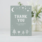 Sage Green Woodland Stars Kinderdusche Dankeskarte (Stehend Vorderseite)