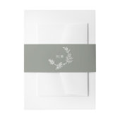Sage Green Wreath Classic Monogram Wedding Einladungsbanderole (Vorderseite Beispiel)