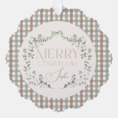 Sage Green Wreath “Merry Christmas” Typography Ornament Karte (Vorderseite)