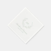 Sage Green Wreath Monogram Elegant Wedding Serviette (Ecke)
