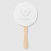 Sage Green Wreath Monogram Foto Elegante Hochzeit Fächer (Vorderseite)