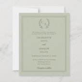 Sage green wreath monogram wedding invitation (Vorderseite)