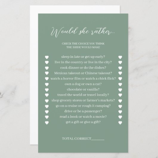 Sage Green würde sie eher Brautparty spielen (Vorne/Hinten)