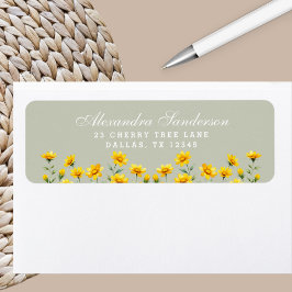 Sage Green Yellow Boho Wildblume Rücksendeadresse