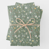 Sage Green Yellow White Wildblumen Brautparty Geschenkpapier Set (Beispiel)