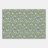 Sage Green Yellow White Wildblumen Brautparty Geschenkpapier Set (Vorderseite)