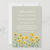 Sage Green Yellow Wildblume Spring Brautparty Einladung (Vorderseite)