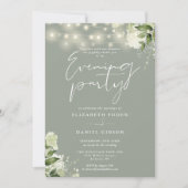 Sage Greenerity String Lights Wedding Abend Party Einladung (Vorderseite)