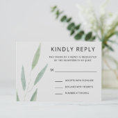 Sage Greenerity Wedding Response, Botanical RSVP Karte (Stehend Vorderseite)