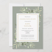 Sage Greenery Beerdigung Foto des Lebens Einladung (Vorderseite)