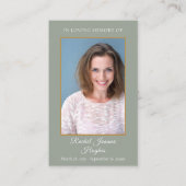 Sage Greenery Beerdigung Gedenkstätte Foto Gebetsk Visitenkarte (Vorderseite)