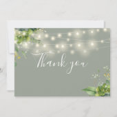 Sage Greenery Bloral String Lights Dankeskarte (Vorderseite)