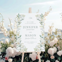 Sage Greenery Blumenreath Wedding Begrüßungszeiche