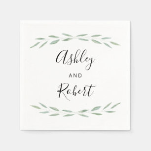 Sage Greenery Botanical Napkin, Hochzeitsempfang Serviette
