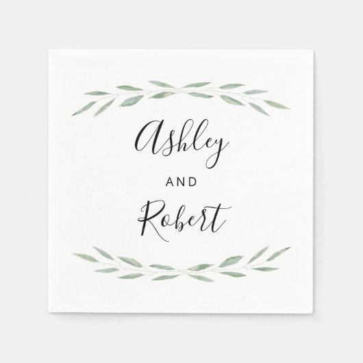 Sage Greenery Botanical Napkin, Hochzeitsempfang Serviette (Vorderseite)