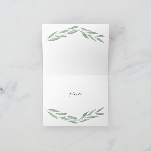 Sage Greenery Botanical Wedding Dankeschön Karte (Innenseite)