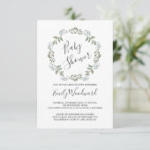 Sage Greenery Botanical Wreath Baby Shower Einladung (Stehend Vorderseite)