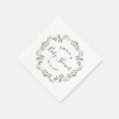 Sage Greenery Botanical Wreath Baby Shower Serviette (Ecke)
