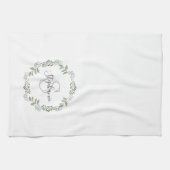 Sage Greenery Botanical Wreath Monogram Geschirrtuch (Horizontal)