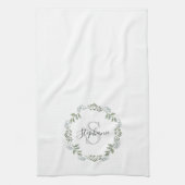 Sage Greenery Botanical Wreath Monogram Geschirrtuch (Vertikal)