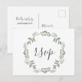 Sage Greenery Botanical Wreath Wedding RSVP Einladungspostkarte (Vorne/Hinten)
