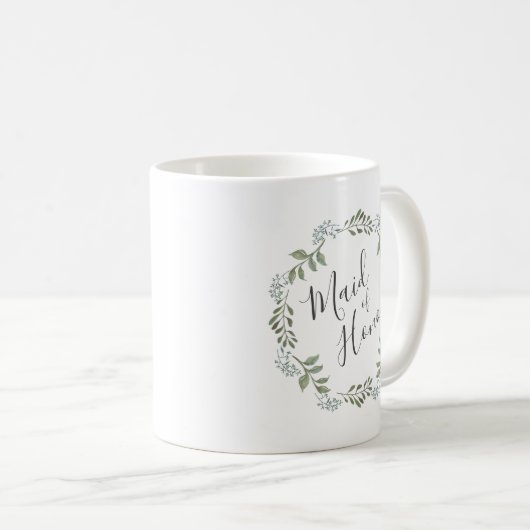 Sage Greenery Botanische Kranz-Trauzeugin Kaffeetasse (VorderseiteRechts)