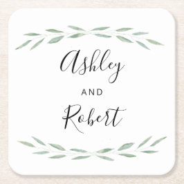 Sage Greenery Botanischer Untersetzer, Hochzeit Rechteckiger Pappuntersetzer
