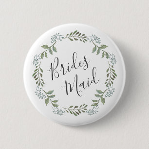 Sage Greenery Botanischer Wreath Bridesmaid Button