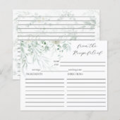 Sage Greenery Brautparty Rezept Card (Vorne/Hinten)