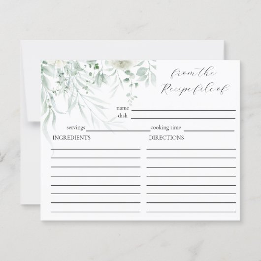 Sage Greenery Brautparty Rezept Card (Vorderseite)