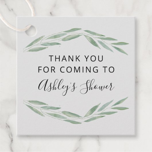 Sage Greenery Brautparty Vielen Dank Geschenkanhänger (Vorderseite)