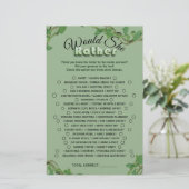 Sage Greenery Bridal Shower Would She Rather Game (Stehend Vorderseite)