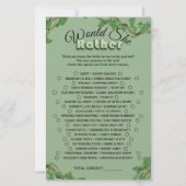 Sage Greenery Bridal Shower Would She Rather Game (Vorderseite)