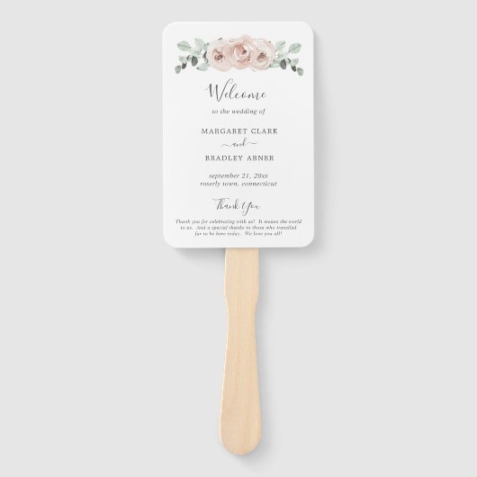 Sage Greenery Dusty Rose Floral Wedding Program Fächer (Vorderseite)