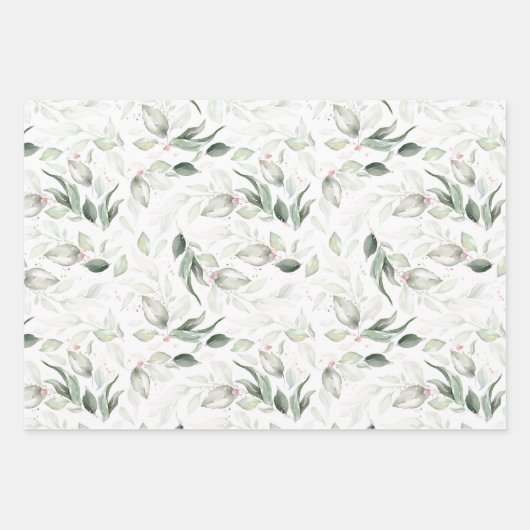 Sage Greenery Elegante Soft Rose Gold Foliage Geschenkpapier Set (Vorderseite 3)