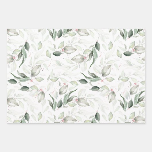 Sage Greenery Elegante Soft Rose Gold Foliage Geschenkpapier Set (Vorderseite)