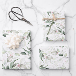 Sage Greenery Elegante Soft Rose Gold Foliage Geschenkpapier Set