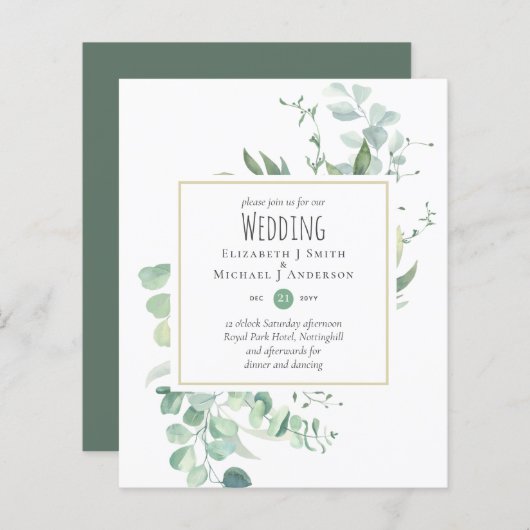 Sage Greenery Eucalyptus Wedding BUDGET lädt ein (Vorne/Hinten)