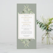 Sage Greenery Feier zum Lebensbitter Einladung (Stehend Vorderseite)