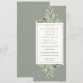 Sage Greenery Feier zum Lebensbitter Einladung (Vorne/Hinten)
