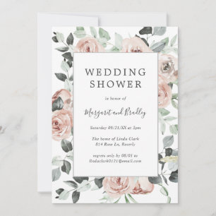 Sage Greenery Floral Dusty Rose Polterabend Einladung