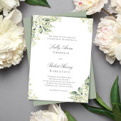 Sage Greenery Floral Elegant Script Wedding Einladung