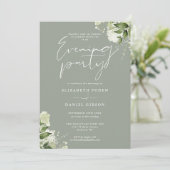 Sage Greenery Floral Foto Wedding Abend Party Einladung (Stehend Vorderseite)